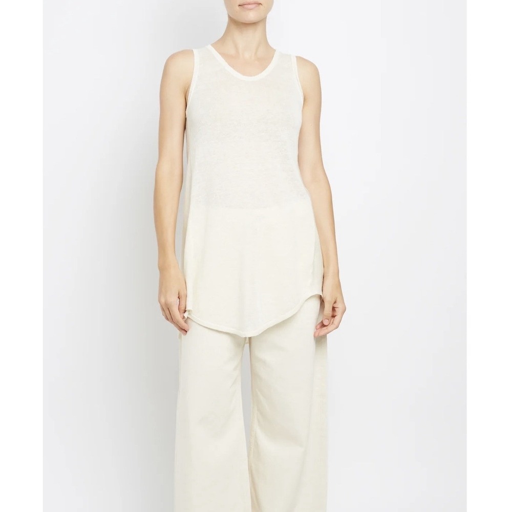 NWT Inhabit 100% Linen Tank Tunic Ivory White S Small Style 8922 Knit Top Luxury